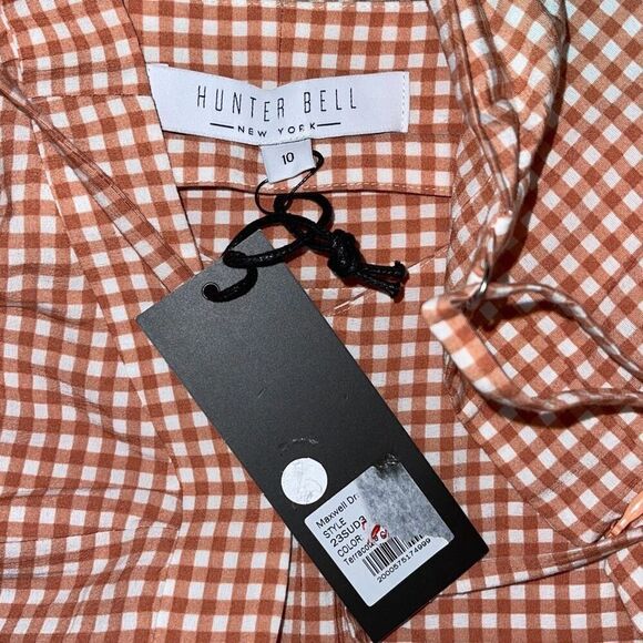 Hunter Bell‎ Maxwell Midi Dress Terracotta Gingham Size 10 NWT $496 - Picture 11 of 14